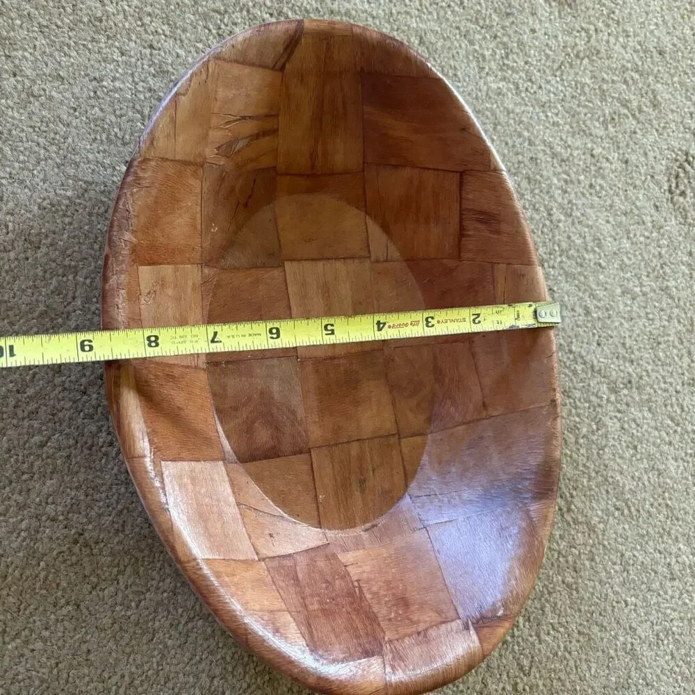 Vintage Weave Woven Wooden 12” x 8.5” Serving Bowl